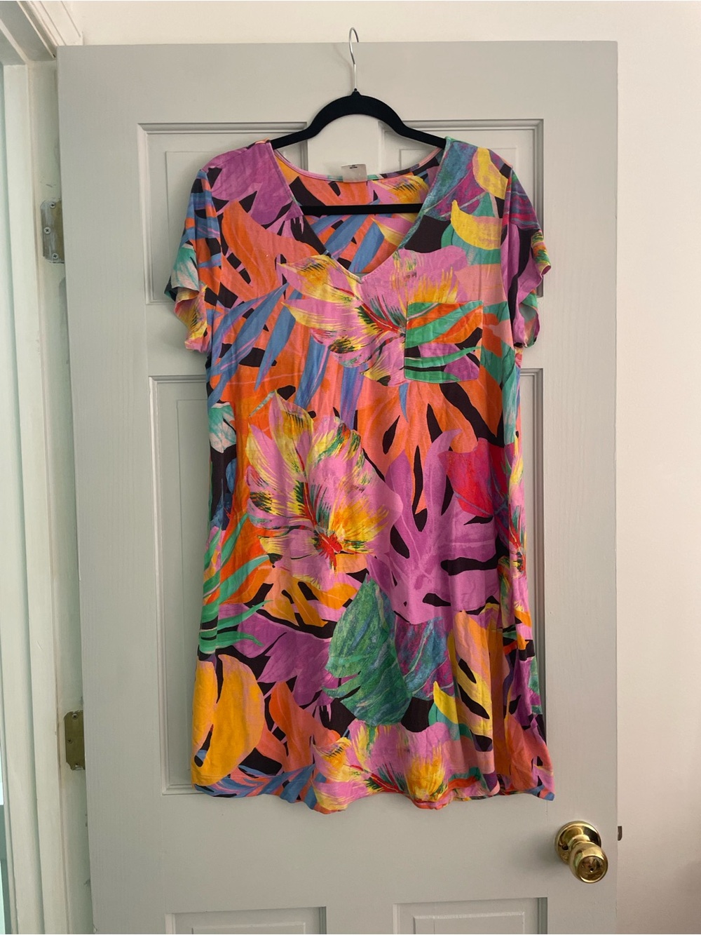 SomaWomenโs Tropical Floral V-Neck Sleep Dress in Multi
